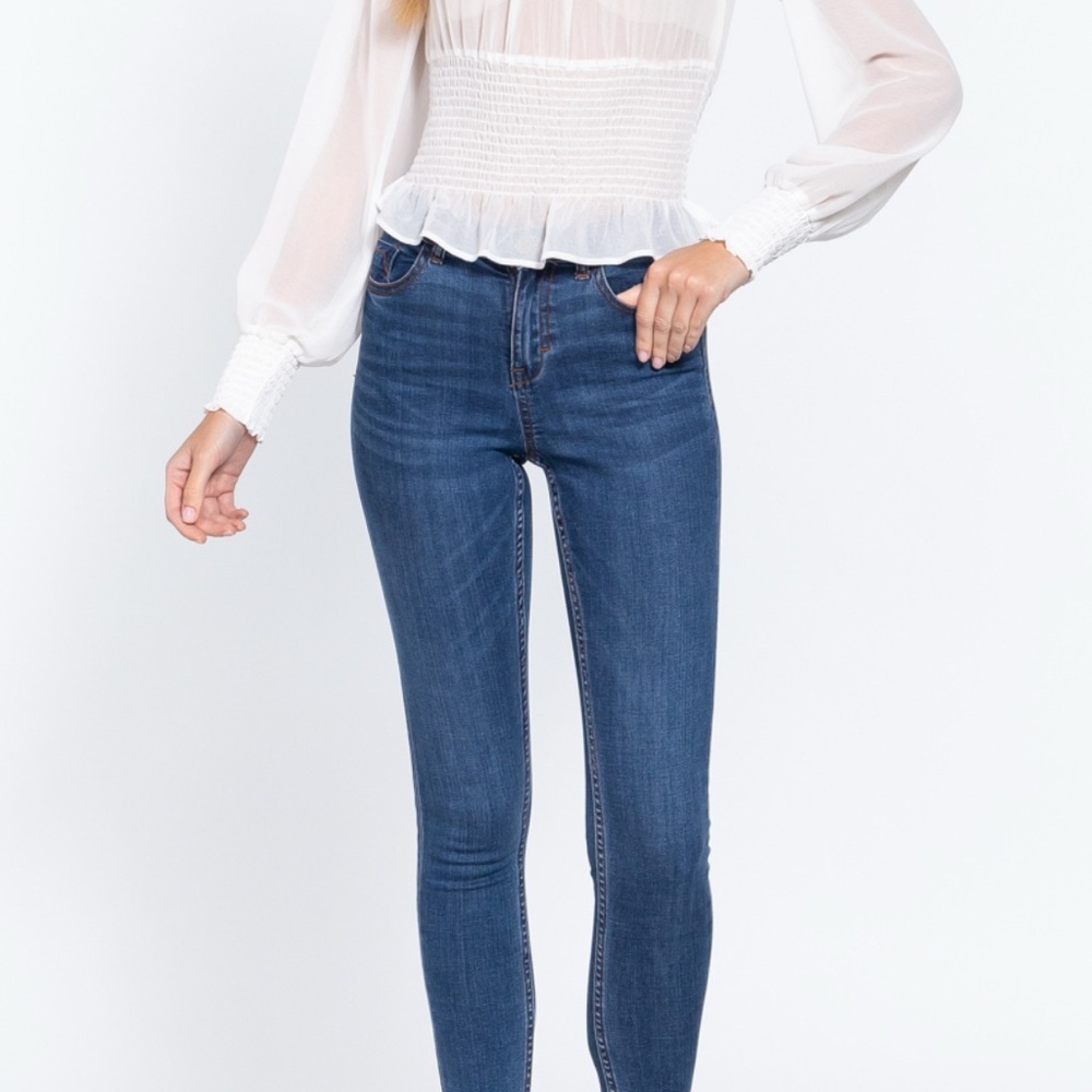 White Smocked Blouse - MEDIUM - Picture 5 of 8